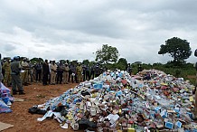 Environ 2,5 tonnes de drogue et de produits prohibés incinérés à Yamoussoukro
