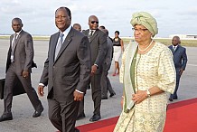 Arrivée à Abidjan de la présidente du Libéria, Sir Ellen Johnson