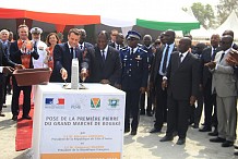 Ouattara et Macron lancent à Bouaké les travaux du plus grand marché couvert d’Afrique de l’Ouest